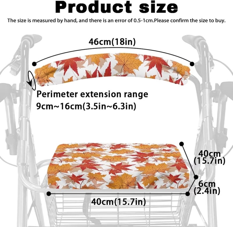 LedBack Thanksgiving Rollator Walker for Seniors - Fall Leaves Seat Cover Accessories - Washable Universal Walker Seat and Backrest Covers - Image 5
